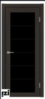 Межкомнатные двери ОПТИМА ПОРТА 501.2 АСС SB черная лакобель  венге стекло   с алюминиевой вставкой ПО   лед серия турин