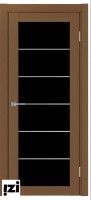 Межкомнатные двери ОПТИМА ПОРТА 501.2 АСС SB лакобель черная стекло орех вставка алюминия  серия турин