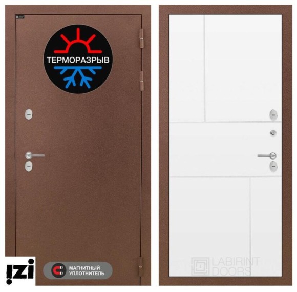 Входные двери ЛАБИРИНТ ТЕРМОРАЗРЫВ Входная дверь Термо Магнит 21 - Белый софт
