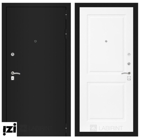 Входные двери ЛАБИРИНТ Входная дверь CLASSIC шагрень черная 11 - Белый софт