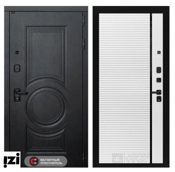 Входные двери ЛАБИРИНТ Входная дверь GRAND 22 - Белый софт, черная вставка