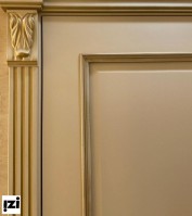 Межкомнатные двери ЮГА Багетные двери.МОДЕЛЬ №3 МАССИВ Эмаль 9010 патина золото