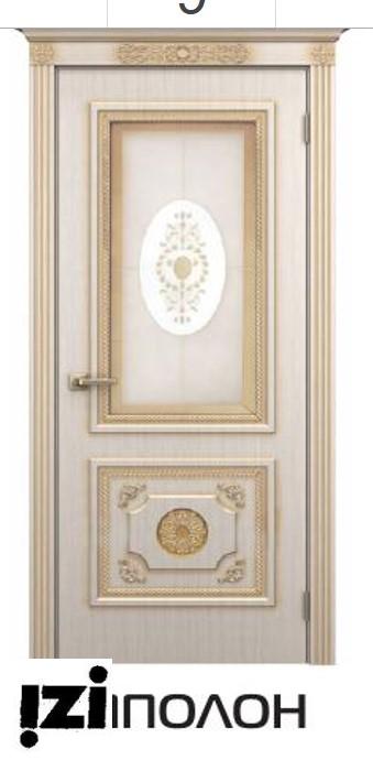 Межкомнатные двери ЛОРД  коллекция Versailles  модель Апполон Сатинат белый с Заливным  витражом+золотой лак пвх и эмаль. цена указана за эмаль