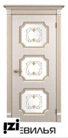 Межкомнатные двери ЛОРД  коллекция Versailles  модель Севилья Сатинат белый с Заливным  витражом+золотой лак пвх и эмаль. цена указана за эмаль