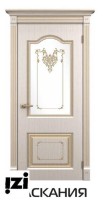 Межкомнатные двери ЛОРД  коллекция Versailles модель Таскания Сатинат белый с Заливным  витражом+золотой лак пвх и эмаль. цена указана за эмаль