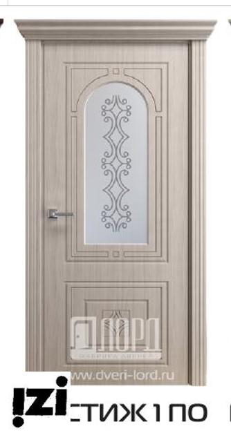 Межкомнатные двери ЛОРД Коллекция  GENEVA модель Престиж 1 Сатинат белый +витраж прозрачный лак