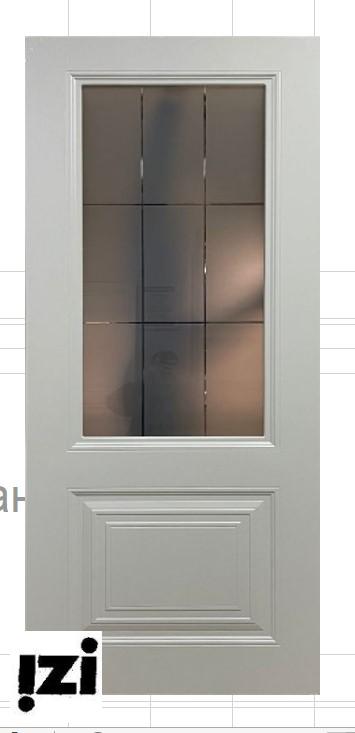 Межкомнатные двери К-2  пломбир серый стекло гравировка