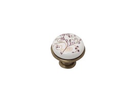 Ручка кнопка мебельная KF01-04 BA Античная Бронза/Белый